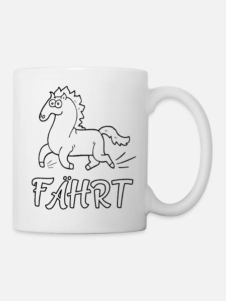 Pferd (Fährt), Pferd wie fahren - Wortwitz T-Shirt - Tasse - Weiß