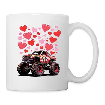 Love Hearts Monstertruck - Tasse - Weiß - Rechts