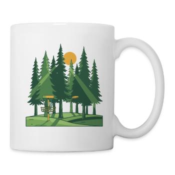 Disc Golf Forest Sonnenuntergang Flugscheibenkorb-Szene - Tasse - Weiß - Rechts