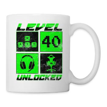 40th Birthday Level 40 Unlocked 40 Years Gamer - Mug - white - Right