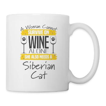 Sibirische Katze und Wein - Tasse - Weiß - Rechts