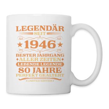 1946 Jahrgang 80 Jahre perfekt gealtert - Tasse - Weiß - Rechts