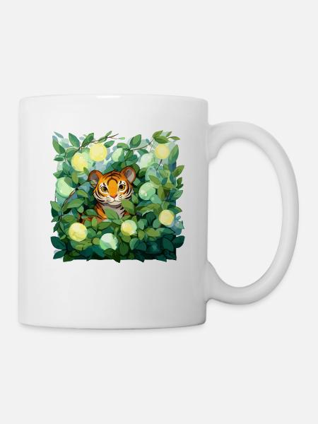 Tiger im Zitronenlaub - Tasse - Weiß