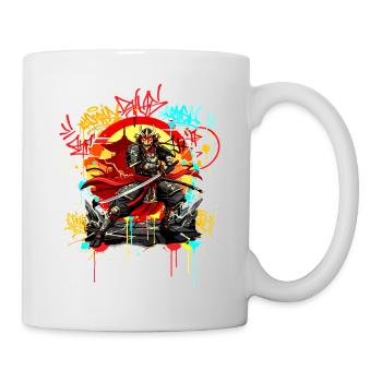 Urban Samurai Streetart Graffiti Japan Style - Tasse - Weiß - Rechts