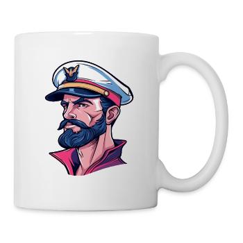 Kapitän im Neon-Comicstil - Tasse - Weiß - Rechts