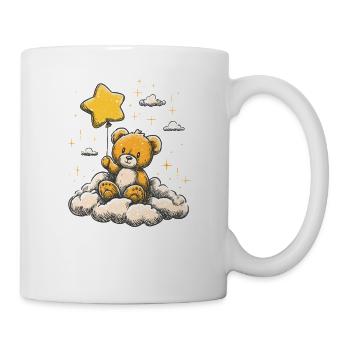 Cuddly teddy with star balloon - Mug - white - Right