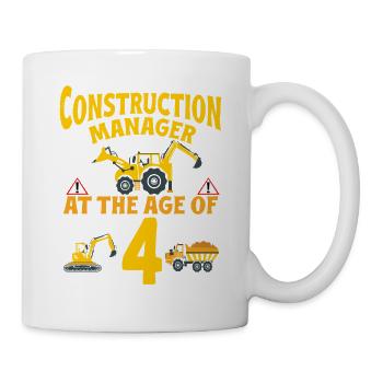 Fête de construction 4e anniversaire Camion de 4 ans - Mug blanc - blanc - Droite