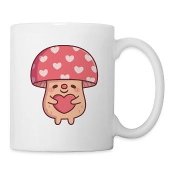 Cute Mushroom Hugging Heart Valentine - Mug - white - Right