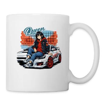 Queen Anime Street Style Girl with Sports Car - Mug - white - Right