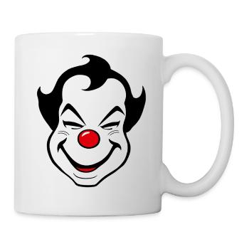 Fröhliches Clown Gesicht Karneval Fasnet Fasching - Tasse - Weiß - Rechts