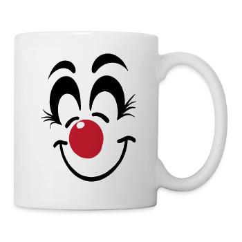 Fröhliches Clown Gesicht Karneval Fasnet Fasching - Tasse - Weiß - Rechts