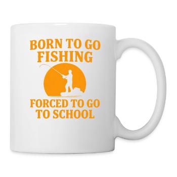 Né pour aller pêcher, forcé d’aller à l’école Pêcheur - Mug blanc - blanc - Droite
