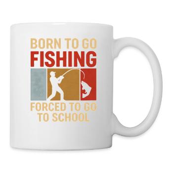 Né pour aller pêcher, forcé d’aller à l’école Pêcheur - Mug blanc - blanc - Droite