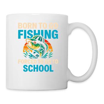 Né pour aller pêcher, forcé d’aller à l’école Pêcheur - Mug blanc - blanc - Droite