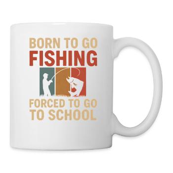 Né pour aller pêcher, forcé d’aller à l’école Pêcheur - Mug blanc - blanc - Droite