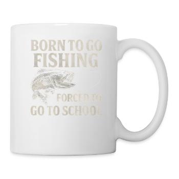 Né pour aller pêcher, forcé d’aller à l’école Pêcheur - Mug blanc - blanc - Droite