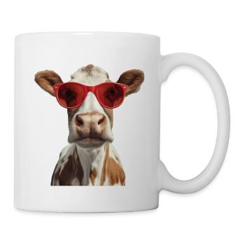 Kuh mit Sonnenbrille - Tasse - Weiß - Rechts