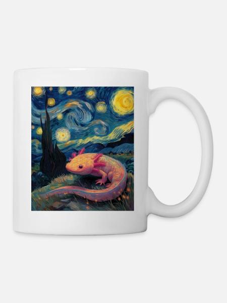 Axolotl Van Gogh Starry Night - Tasse - Weiß
