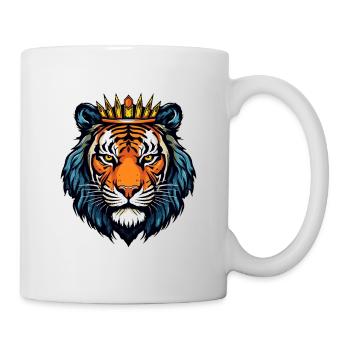 Königlicher Tigerkopf mit Krone - Tasse - Weiß - Rechts