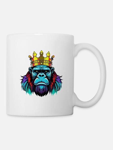 Gorilla Neon Krone - Tasse - Weiß