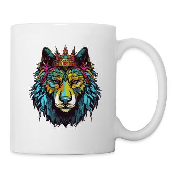 Wolf Comic Krone - Tasse - Weiß - Rechts