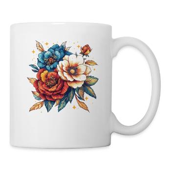 Blumenbouquet in Neonfarben - Tasse - Weiß - Rechts