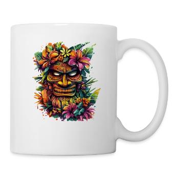 Tiki Mask in Tropical Flower Frame - Mug - white - Right