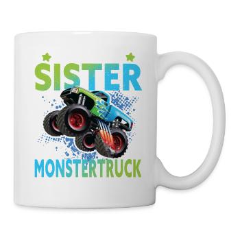 Monstertruck Geschwister Lustiger Spruch - Tasse - Weiß - Rechts