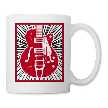 Red Retro Guitar Silhouette Burst - Mug - white - Right
