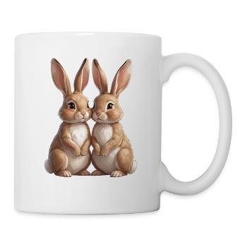 Kaninchen Duo Kuschelbild - Tasse - Weiß - Rechts