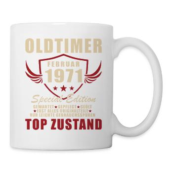 Février 1971 Voiture classique d’anniversaire 1971 - Mug blanc - blanc - Droite