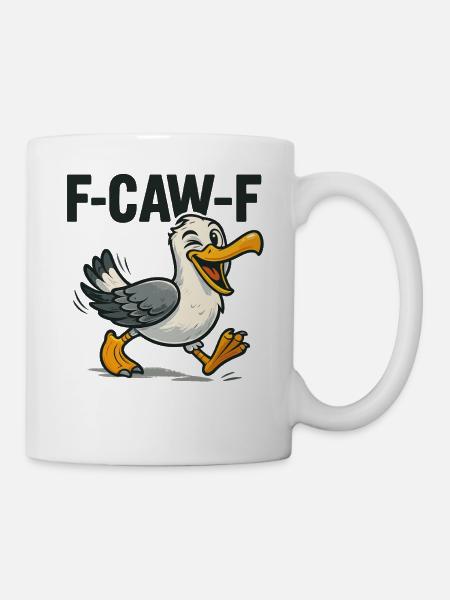 lustige möwe spruch, f caw f - Tasse - Weiß