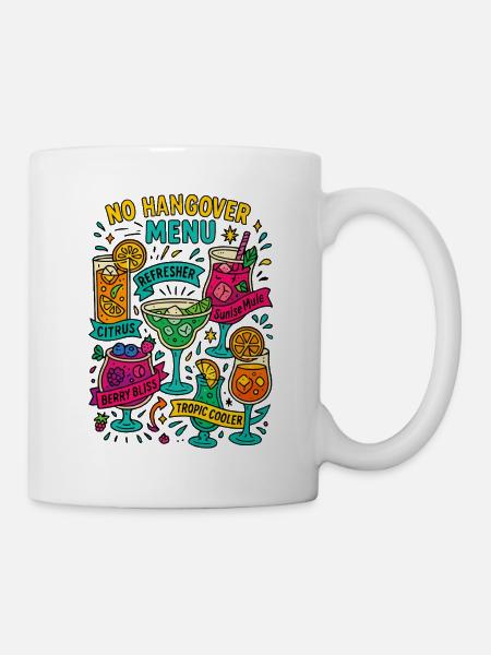 no hangover menu, mocktail karte - Tasse - Weiß