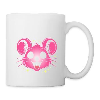 Karnevals Maus | Big Face Kostüm Verkleidung - Tasse - Weiß - Rechts