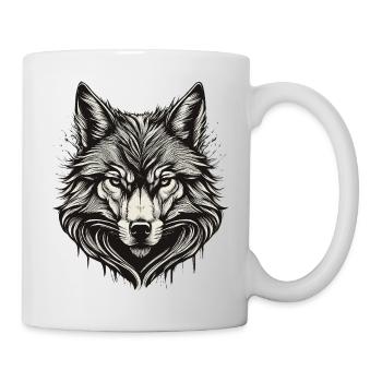 Wolf Head Ink Engraved - Mug - white - Right
