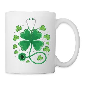 Kleeblatt-Stethoskop Design - Tasse - Weiß - Rechts