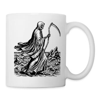 Grim reaper with scythe at the sea  - Mug - white - Right