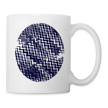 Azurisches Zickzack-Kreis-Muster - Tasse - Weiß - Rechts