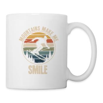 Mountains Make Me Smile Retro Skiing - Mug - white - Right