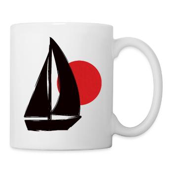 Boot vor Sonnenuntergang - Tasse - Weiß - Rechts