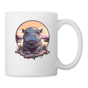Sonnenuntergang Hippo Illustration - Tasse - Weiß - Rechts