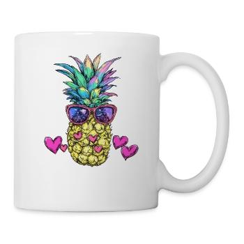 Colorful pineapple with sunglasses - Mug - white - Right