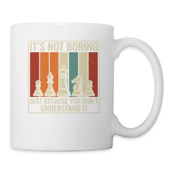 Schach ist nicht langweilig – Retro Strategie Desi - Tasse - Weiß - Rechts