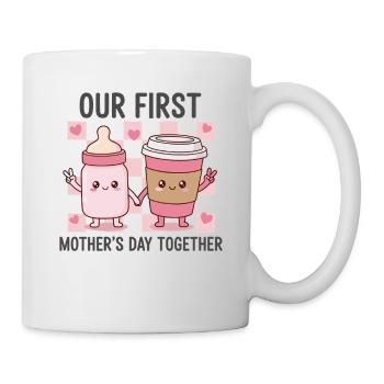 Unser erster Muttertag – Kawaii Baby & Kaffee - Tasse - Weiß - Rechts