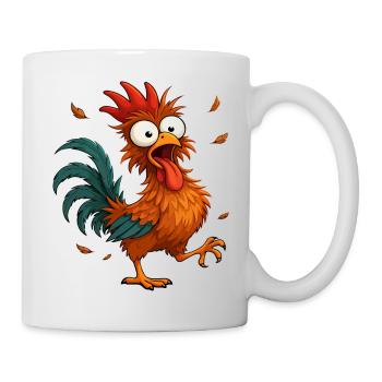 Crazy Chicken Cartoon Funny Animal Design - Mug - white - Right