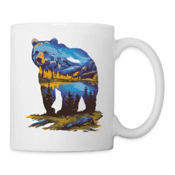 Wander Bear Mountains Lake Retro Nature Design - Mug - white - Right