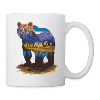 Wander Bear Mountains Lake Retro Nature Design - Mug - white - Right