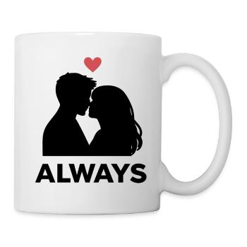 Minimal Heart Love, Valentine's Day Girlfriend Boyfriend - Mug - white - Right