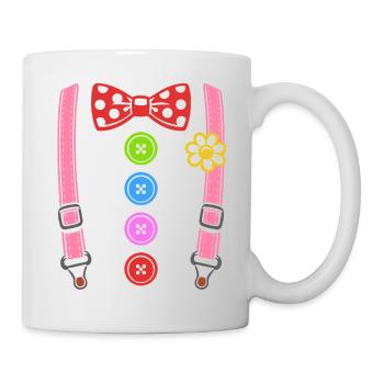 Colorful clown costume with suspenders - Mug - white - Right