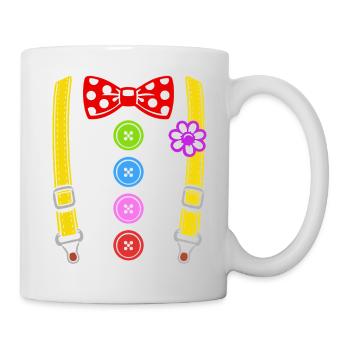 Colorful clown costume with suspenders - Mug - white - Right